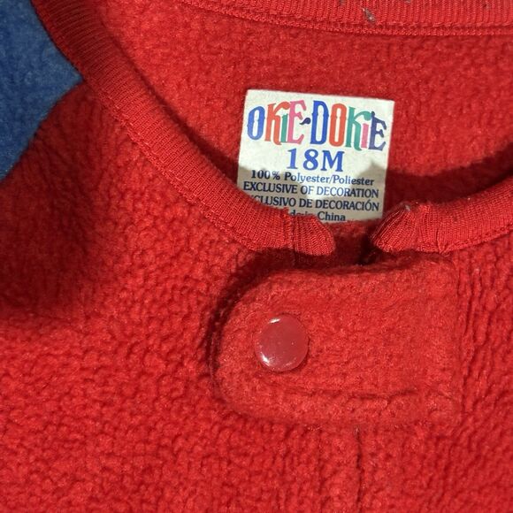 Okie Dokie Fleece Red Sleeper Boys Size 18m Zip Up Warm Footed Pajamas Race Car - Picture 6 of 16